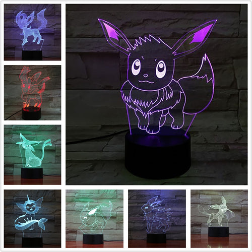 Eevee / Evoli 3D LED Lampe (9 Motive) Nachtlicht, Tischlampe kaufen