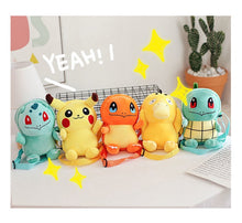 Lade das Bild in den Galerie-Viewer, Bisasam Bulbasaur, Pikachu, Enton, Glumanda Plüsch kleine Tasche Rucksack kaufen
